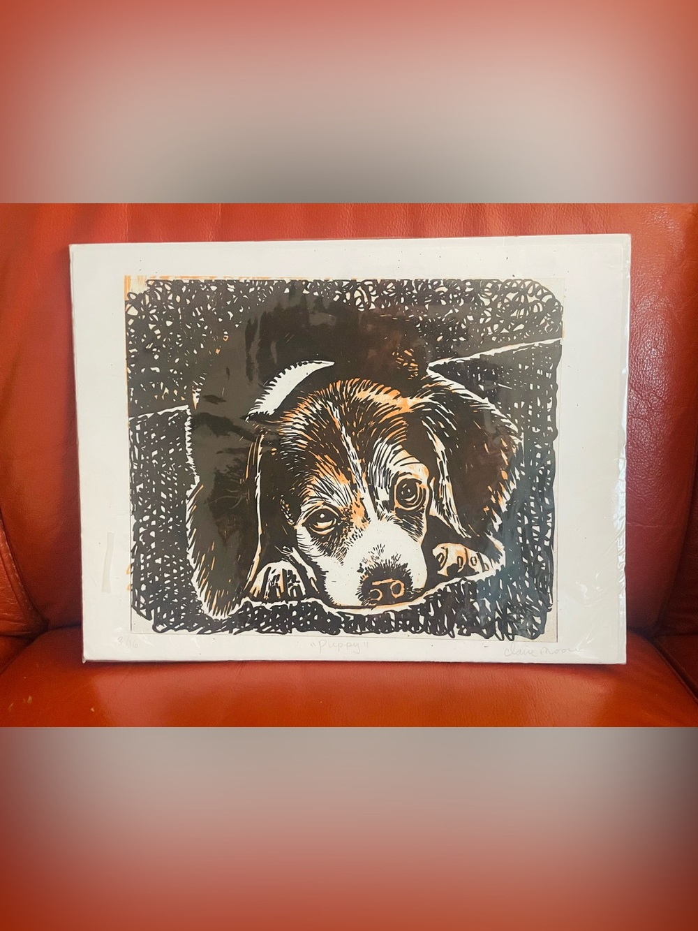โPuppy" Art Print Limited Edition 3/16 Signed by Claire Moore 11.5x15